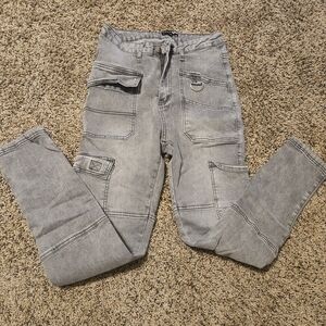 Women's Gray Cargo Jeans